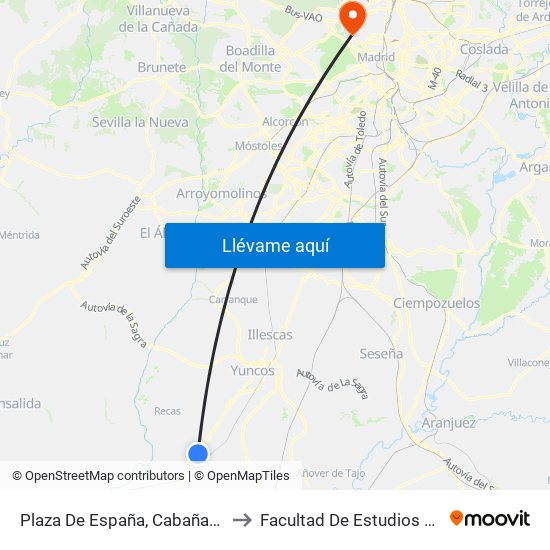 Plaza De España, Cabañas De La Sagra to Facultad De Estudios Estadísticos map