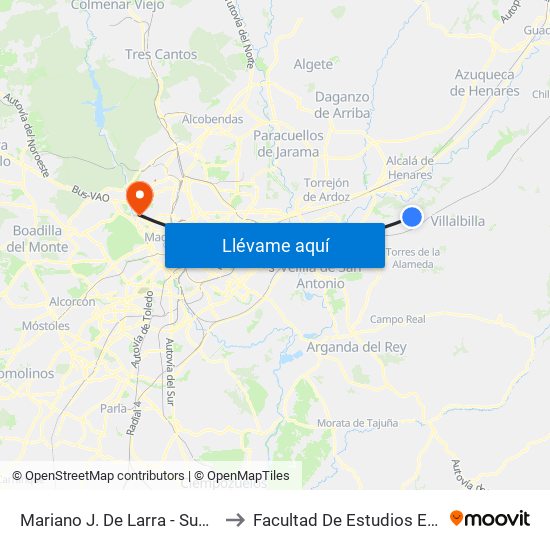 Mariano J. De Larra - Supermercado to Facultad De Estudios Estadísticos map