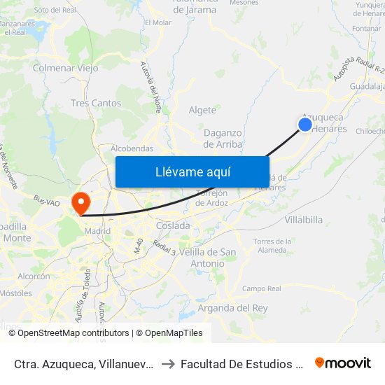 Ctra. Azuqueca, Villanueva De La Torre to Facultad De Estudios Estadísticos map
