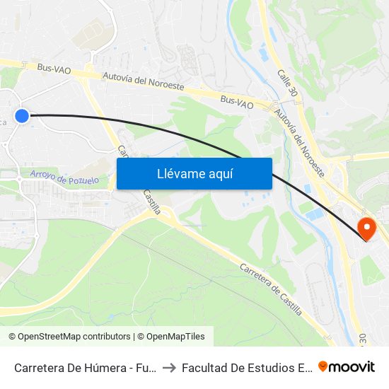 Carretera De Húmera - Fuente Del Rey to Facultad De Estudios Estadísticos map