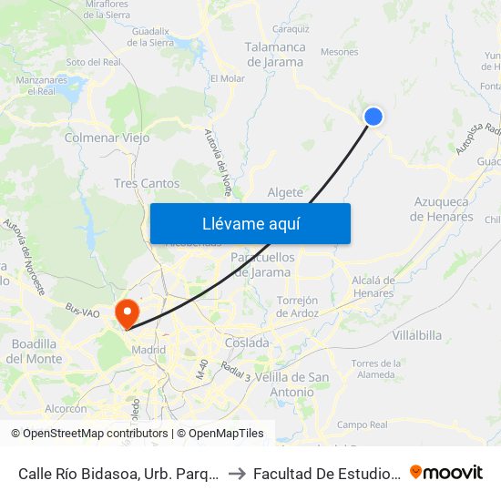 Calle Río Bidasoa, Urb. Parque De Las Castillas to Facultad De Estudios Estadísticos map