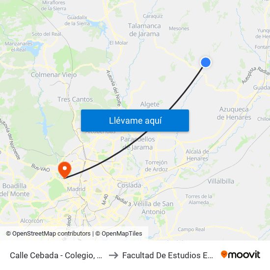Calle Cebada - Colegio, Galápagos to Facultad De Estudios Estadísticos map