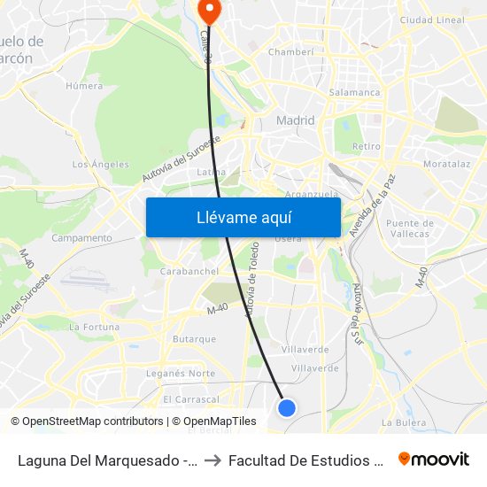 Laguna Del Marquesado - San Erasmo to Facultad De Estudios Estadísticos map