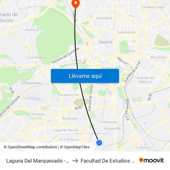 Laguna Del Marquesado - Real De Pinto to Facultad De Estudios Estadísticos map