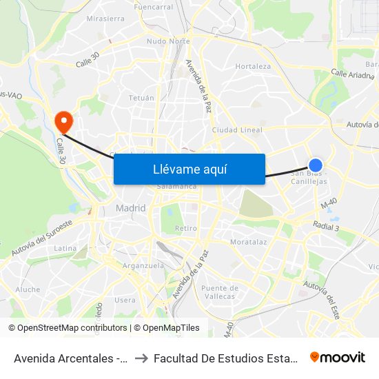 Avenida Arcentales - Iliada to Facultad De Estudios Estadísticos map