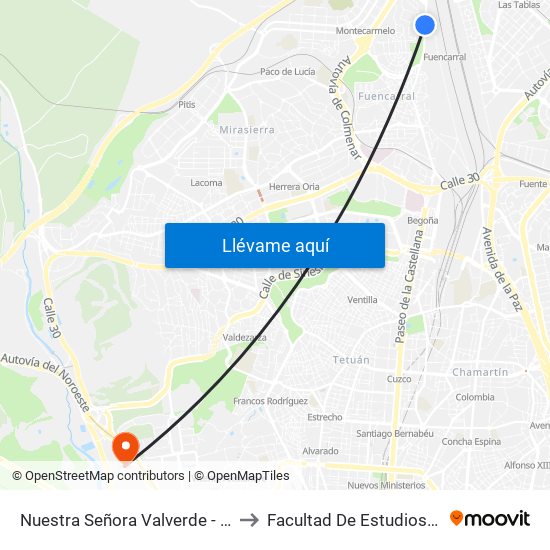 Nuestra Señora Valverde - Alonso Quijano to Facultad De Estudios Estadísticos map