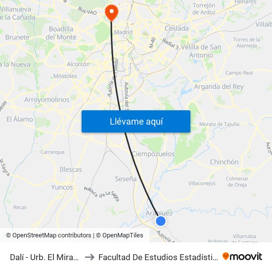 Dalí - Urb. El Mirador to Facultad De Estudios Estadísticos map