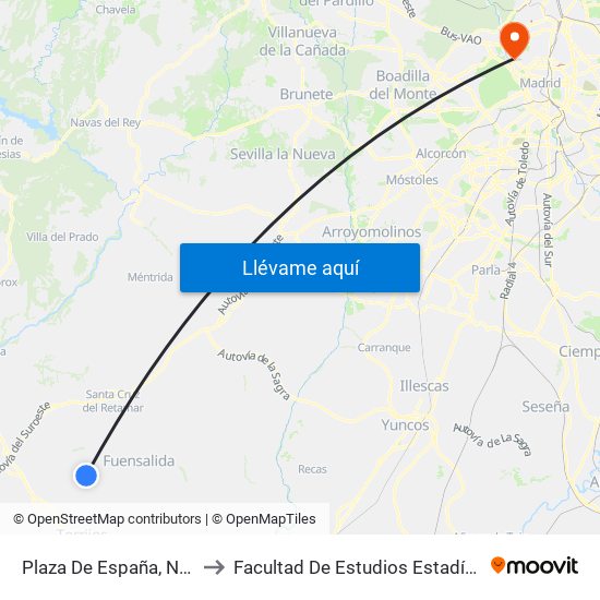 Plaza De España, Novés to Facultad De Estudios Estadísticos map