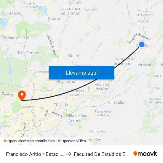 Francisco Aritio / Estación De Tren to Facultad De Estudios Estadísticos map