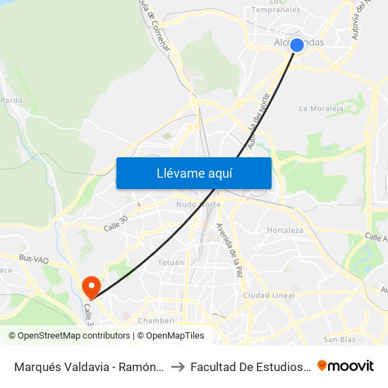 Marqués Valdavia - Ramón Fdez. Guisasola to Facultad De Estudios Estadísticos map