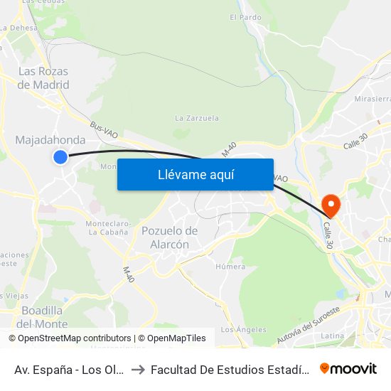 Av. España - Los Olmos to Facultad De Estudios Estadísticos map