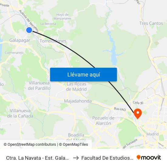 Ctra. La Navata - Est. Galapagar La Navata to Facultad De Estudios Estadísticos map