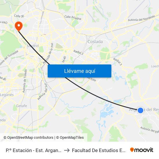 P.º Estación - Est. Arganda Del Rey to Facultad De Estudios Estadísticos map