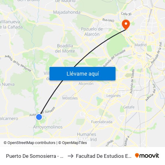 Puerto De Somosierra - Ctra. M-413 to Facultad De Estudios Estadísticos map