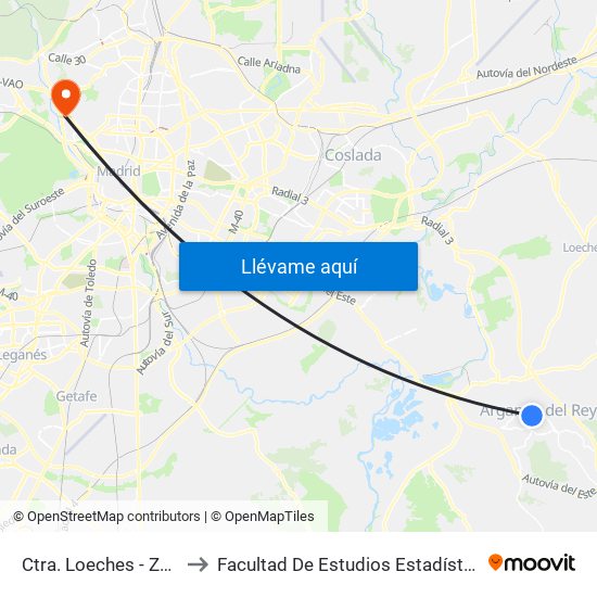 Ctra. Loeches - Zoco to Facultad De Estudios Estadísticos map