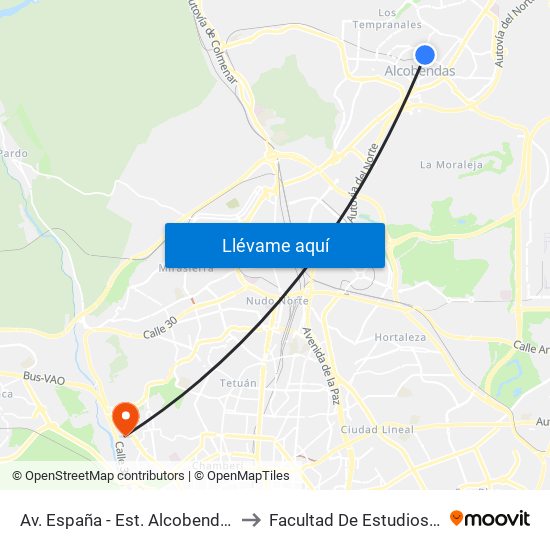 Av. España - Est. Alcobendas S. Seb. Reyes to Facultad De Estudios Estadísticos map