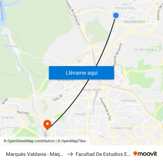 Marqués Valdavia - Máquina Del Tren to Facultad De Estudios Estadísticos map