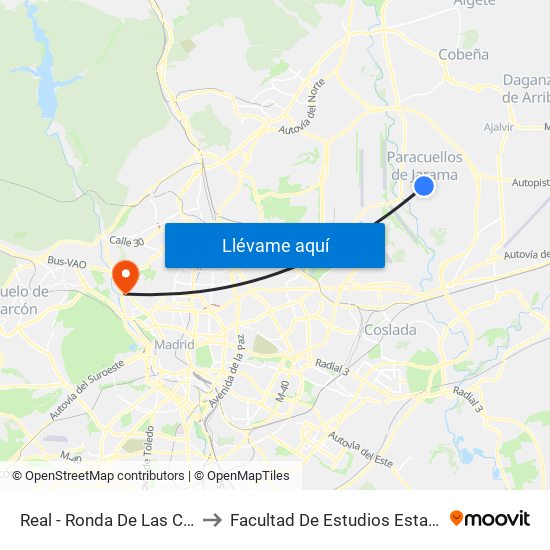 Real - Ronda De Las Cuestas to Facultad De Estudios Estadísticos map