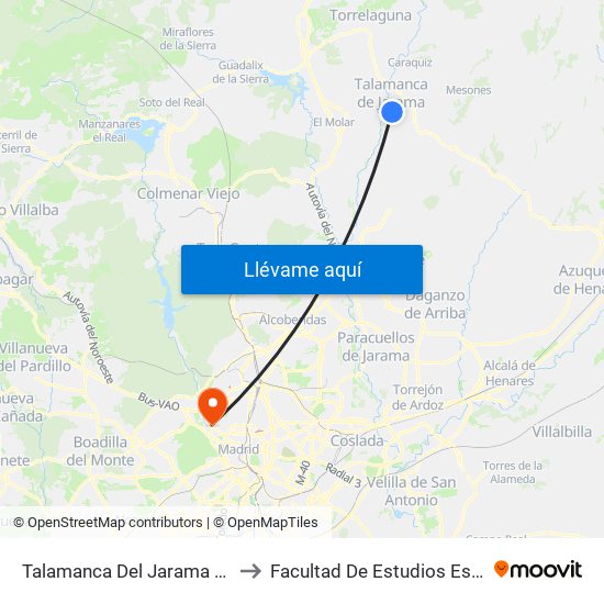 Talamanca Del Jarama - Escuelas to Facultad De Estudios Estadísticos map