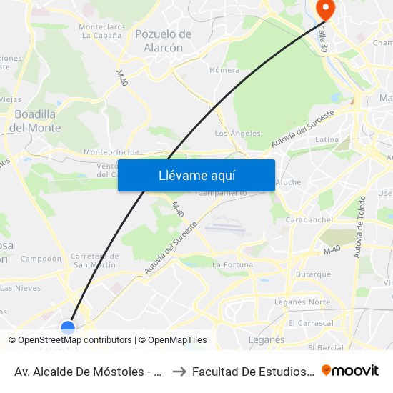 Av. Alcalde De Móstoles - Pintor Velázquez to Facultad De Estudios Estadísticos map