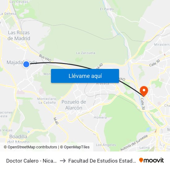 Doctor Calero - Nicaragua to Facultad De Estudios Estadísticos map