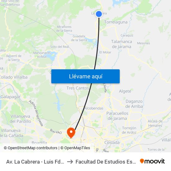 Av. La Cabrera - Luis Fdez. Urosa to Facultad De Estudios Estadísticos map