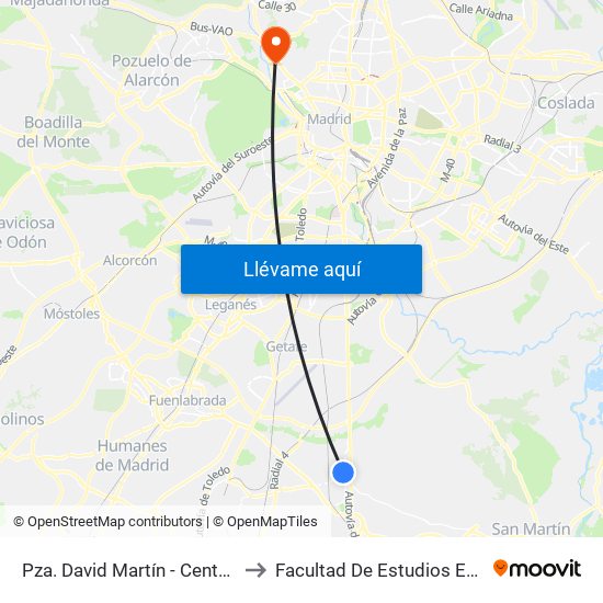 Pza. David Martín - Centro De Salud to Facultad De Estudios Estadísticos map