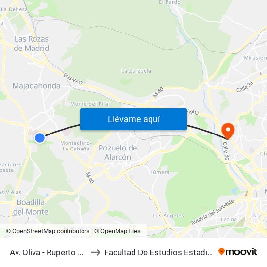Av. Oliva - Ruperto Chapí to Facultad De Estudios Estadísticos map
