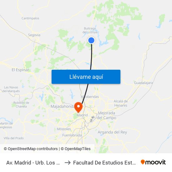 Av. Madrid - Urb. Los Terreros to Facultad De Estudios Estadísticos map