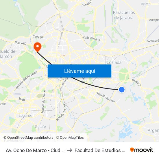 Av. Ocho De Marzo - Ciudad Educativa to Facultad De Estudios Estadísticos map
