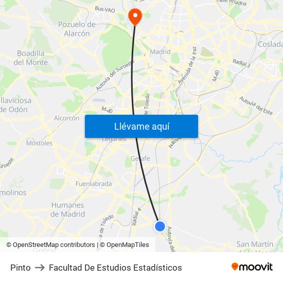 Pinto to Facultad De Estudios Estadísticos map