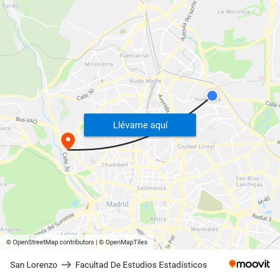 San Lorenzo to Facultad De Estudios Estadísticos map