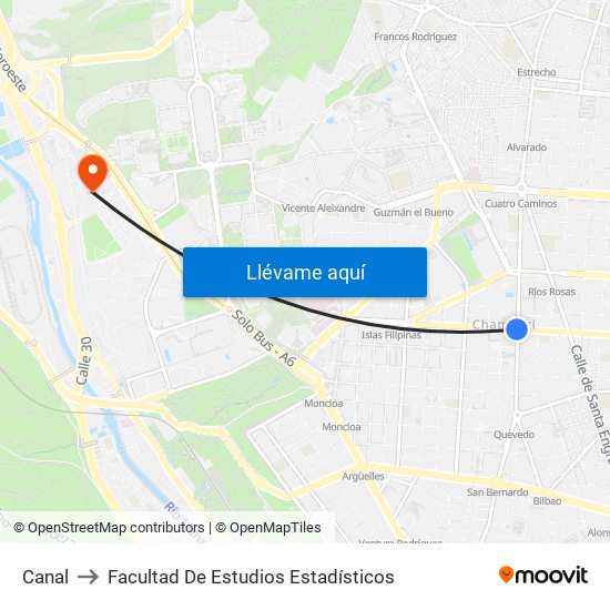 Canal to Facultad De Estudios Estadísticos map