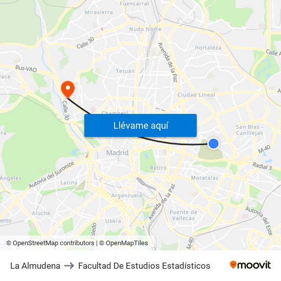 La Almudena to Facultad De Estudios Estadísticos map