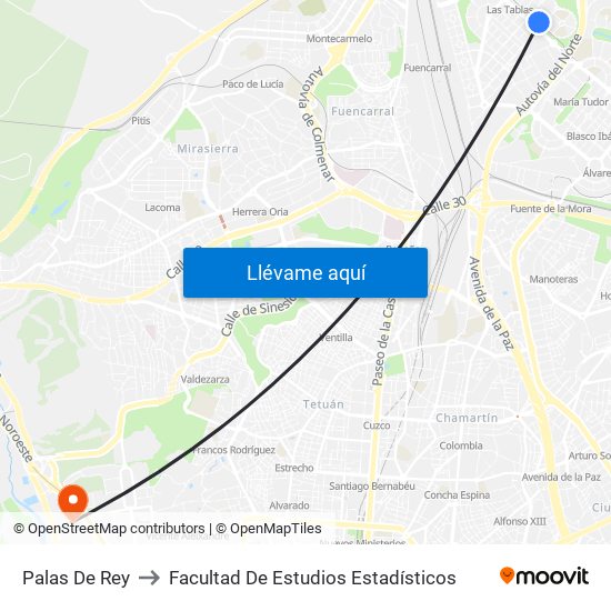 Palas De Rey to Facultad De Estudios Estadísticos map