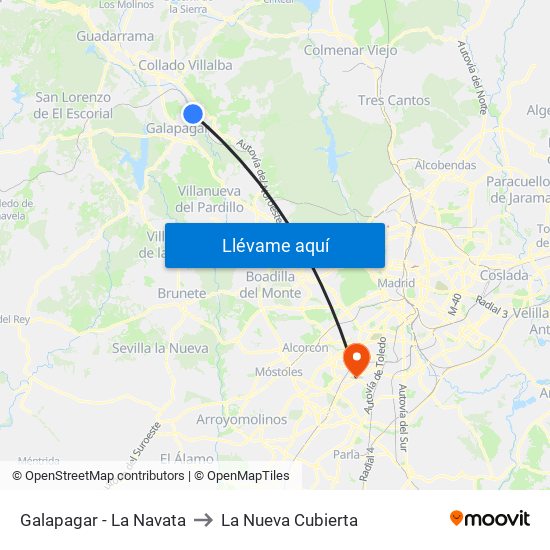 Galapagar - La Navata to La Nueva Cubierta map