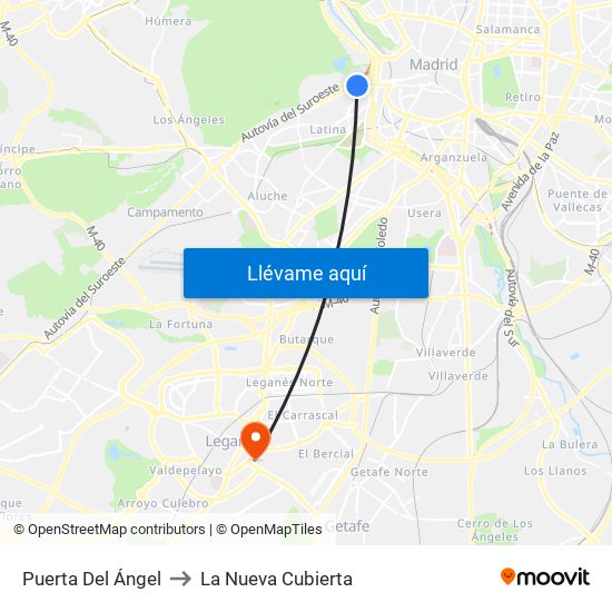 Puerta Del Ángel to La Nueva Cubierta map