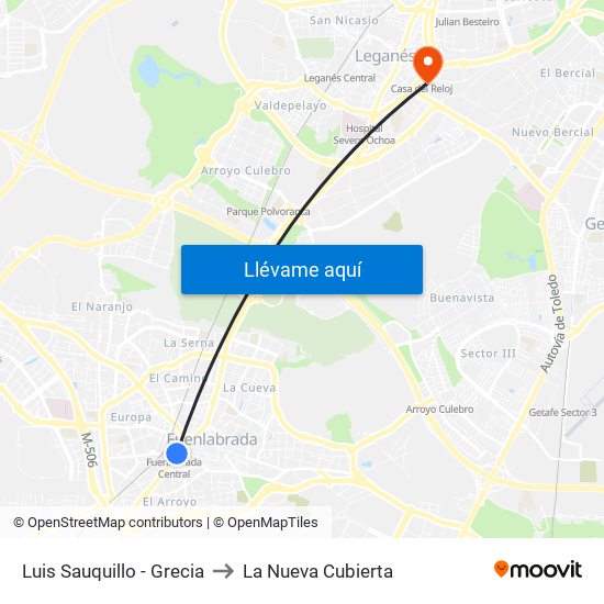 Luis Sauquillo - Grecia to La Nueva Cubierta map