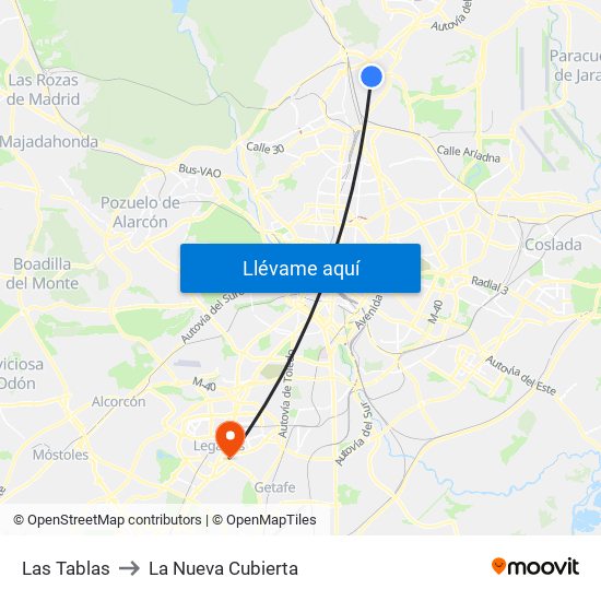 Las Tablas to La Nueva Cubierta map
