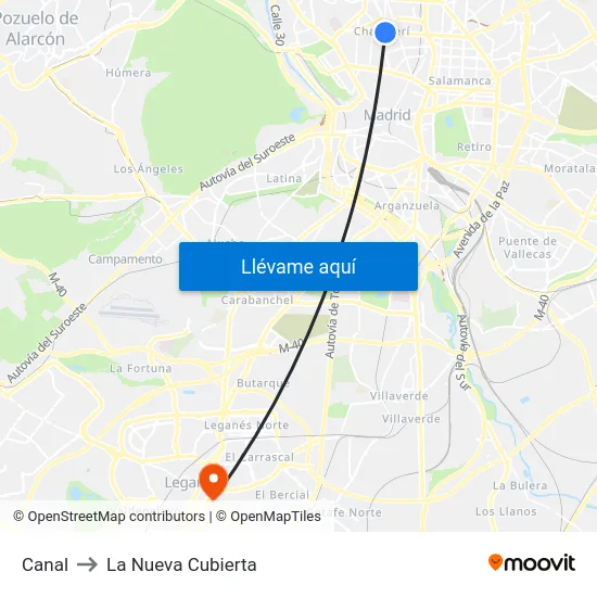 Canal to La Nueva Cubierta map