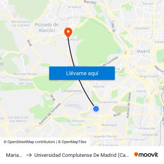 Marianistas to Universidad Complutense De Madrid (Campus De Somosaguas) map