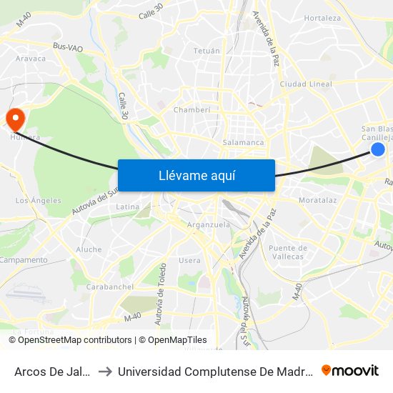 Arcos De Jalón - Albericia to Universidad Complutense De Madrid (Campus De Somosaguas) map
