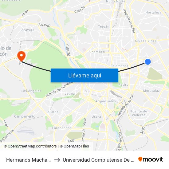 Hermanos Machado - Carlos Hernández to Universidad Complutense De Madrid (Campus De Somosaguas) map