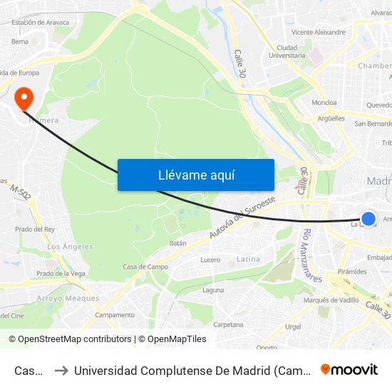 Cascorro to Universidad Complutense De Madrid (Campus De Somosaguas) map