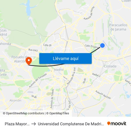 Plaza Mayor De Barajas to Universidad Complutense De Madrid (Campus De Somosaguas) map