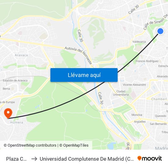 Plaza Calicanto to Universidad Complutense De Madrid (Campus De Somosaguas) map