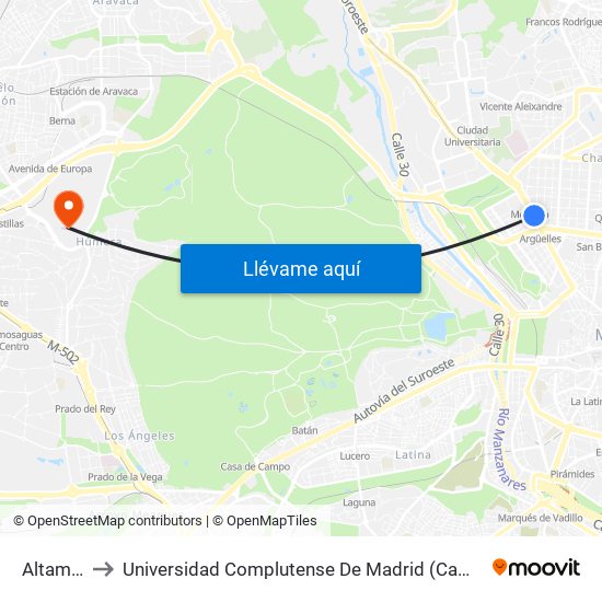Altamirano to Universidad Complutense De Madrid (Campus De Somosaguas) map
