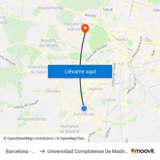 Barcelona - Est. La Serna to Universidad Complutense De Madrid (Campus De Somosaguas) map