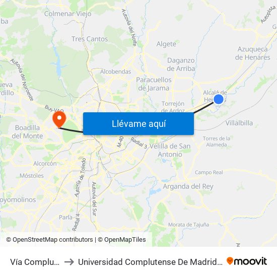 Vía Complutense - Tuy to Universidad Complutense De Madrid (Campus De Somosaguas) map