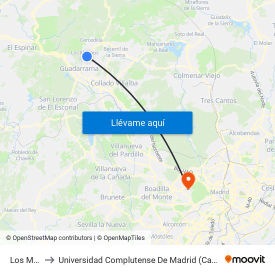 Los Molinos to Universidad Complutense De Madrid (Campus De Somosaguas) map